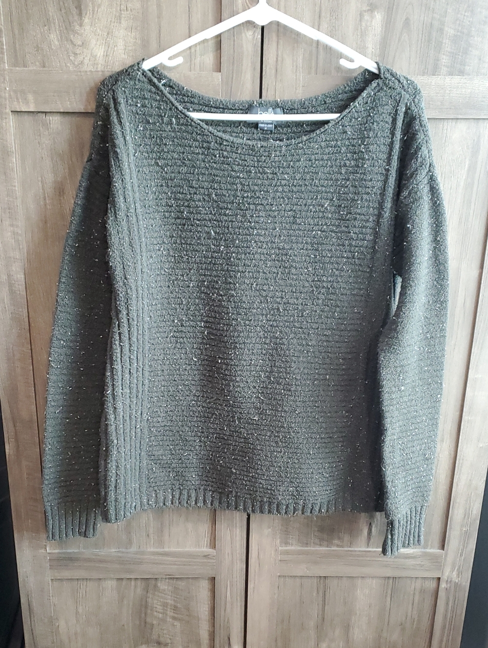 Belldini Olive Green Crewneck Sweater with Subtle Texture